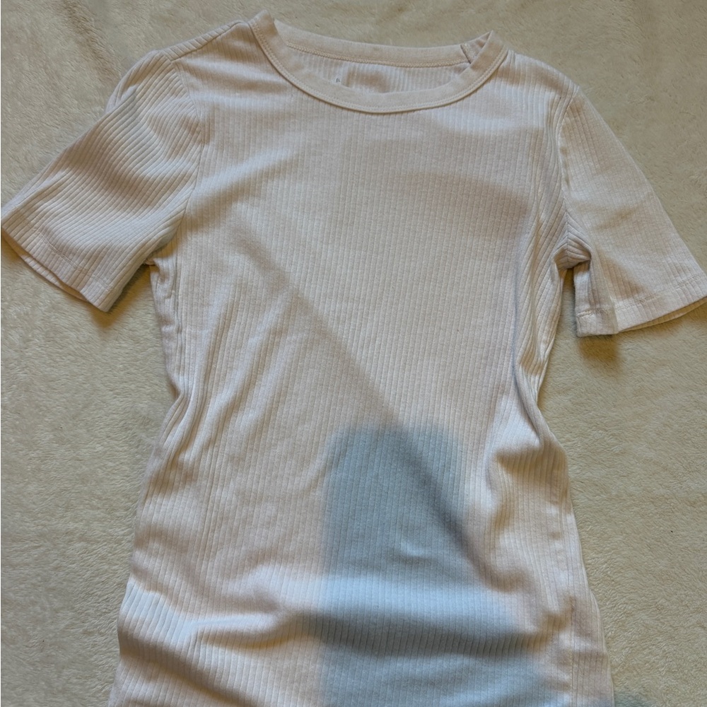 White Ribbed Tee